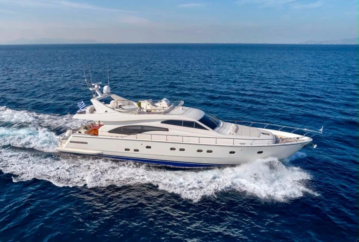 Ferretti 680 motor yacht underway off the Costa del Sol