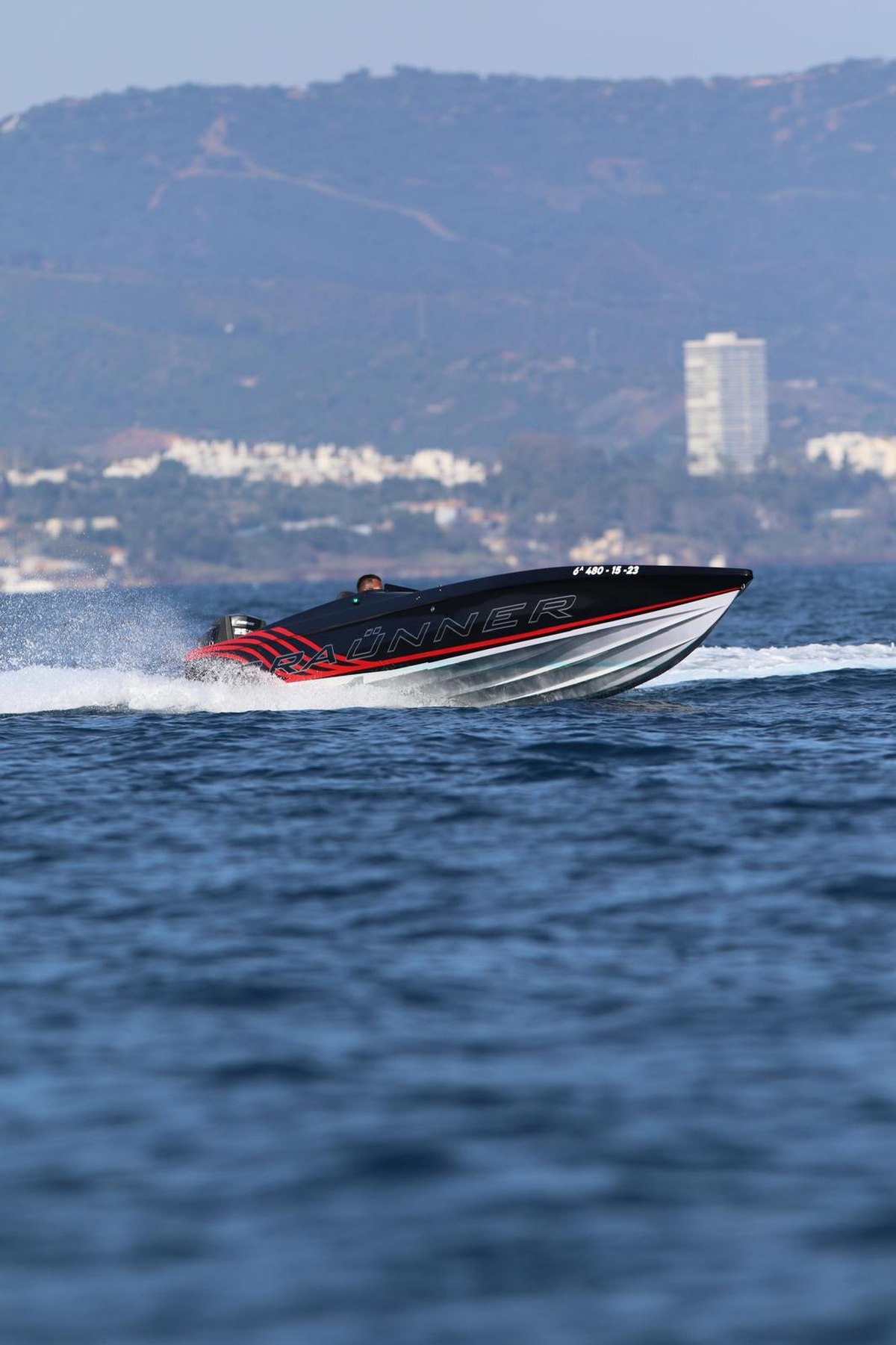 Speedboat modern helm and controls